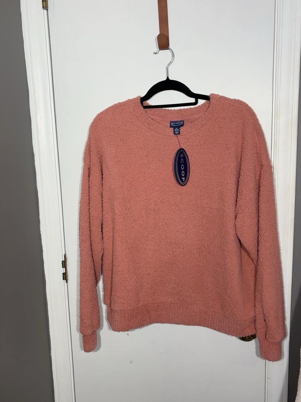 Scoop Women's XL Rosewood Pink Fuzzy Cozy Crewneck Sweater Pullover NWT